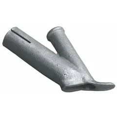 This nozzle is a welding tip for plastics, designed to direct hot air for fusing plastic materials. It measures 2 5/8 inches in overall height and 1/2 inch in overall width. Typical applications include plastic repair and fabrication tasks.