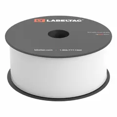 This continuous label roll is 2 inches wide by 100 feet long, made of white gloss vinyl suitable for indoor and outdoor use. It is designed for thermal transfer printing and is compatible with the LabelTac 4 Pro printer. The high-temperature rating allows use in environments where labels may be exposed to elevated temperatures, such as on machinery, pipes, or electrical panels.