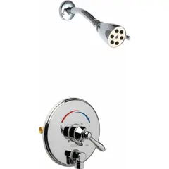 This shower faucet includes a fixed plastic showerhead with a single-function spray pattern. It delivers a flow rate of 2.5 gpm and is part of the SH-TP series. Suitable for standard shower installations in residential or commercial settings.