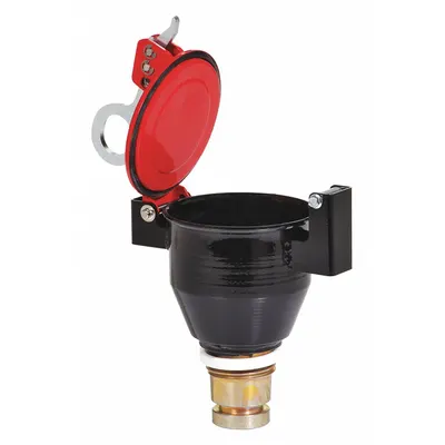 PIG Drum Funnel: Latching/Lockable, Black / Red, No Flame Arrester, 8 1/4 in x 11 in - Drum Funnels