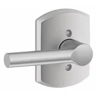 This SCHLAGE passage lever lockset is designed for interior doors where locking is not required, such as hall or closet doors. It features a Broadway style lever with a satin chromium-plated brass finish and is ADA compliant for accessibility. The lockset carries ANSI function code F75 and is not ligature-resistant, with no visual indicator message