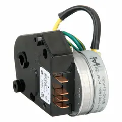 Cam timer for controlling ice-making cycles in ice machines. Manages the sequence of harvest, freeze, and cleaning operations. Used as a replacement part when the original timer fails.