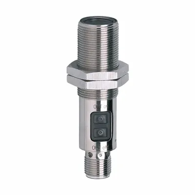 IFM Photoelectric Sensor: M18 Threaded, Built-in Connector, 4 - Pin M12 Connector - Cylindrical Sensors with Built-in Connectors