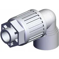 PFA compression tube fitting from the LQ3 series. Connects 1/4 in NPT male pipe to 3/8 in OD tubing. Type: NPT x Compression. Complies with RoHS_6 and RoHS_10 standards. Used in high-purity fluid systems for leak-free connections