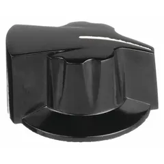 This pointer control knob from DAVIES is made of thermoset material with a 1.25-inch diameter and 0.625-inch height. It features an unthreaded bushing mounting type, suitable for panel-mounted controls in machinery and instrumentation where position indication is required.