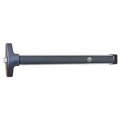 This DETEX rim-type exit device features a touchbar style and is constructed of aluminum. Designed for doors up to 36 inches wide, it is ADA compliant and provides a reliable means of egress for commercial and industrial applications.