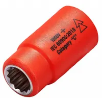 ITL Insulated Socket: 1/2 in Drive Size, 1/2 in Socket Size, 2 in Overall Lg, 12-Point, Std, Chrome (MPN 01590)