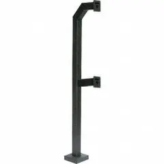 Black powder-coated carbon steel pedestal for gate operators. Overall height 75 inches with a 12 x 8 inch base. Includes carriage bolt hardware. Designed for mounting intercoms and access control equipment at truck-height in commercial and industrial gate environments.