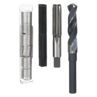 This thread repair kit includes helical inserts and installation tools for restoring damaged 1"-12 fine, right-hand threads in metal components. The inserts are made from 18-8 stainless steel with a plain finish, and the kit has an overall length of 1 1/2 in. Suitable for general industrial applications requiring thread repair in metal parts
