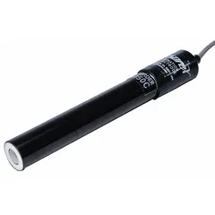 pH electrode with epoxy body and flat tip for surface or semi-solid sample testing. Range 0 to 14 pH. Double junction design. BNC connection with 0.76 m cable. Suitable for laboratory pH measurement applications.