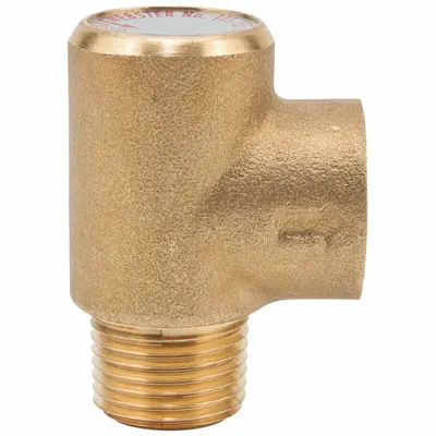 Watts Pressure Relief Valve: MNPTF x FNPTF, 3/4 in x 1/2 in, Brass, 125 psi Max. Op Pressure - Non-Code Air, Inert Gas & Liquids Pressure Relief Valves