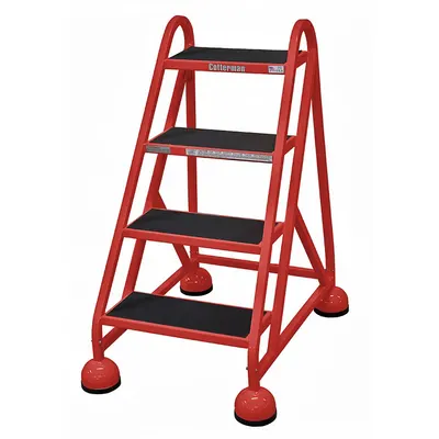 COTTERMAN Rolling Ladder: 3 ft Platform Ht, Assembled, Steel, Wt-Actuated Auto-Lock - Steel Ultra-Stable Weight-Actuated Ladders