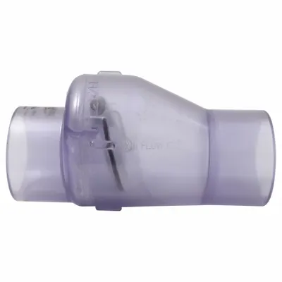 VALTERRA Check Valve: Swing, Inline Valve Body, 1 1/2 in Pipe Size, Socket x Socket - PVC Inline Spring-Loaded Swing Check Valves