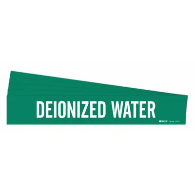 BRADY Pipe Marker: Deionized Water, Green, White, Fits 2 1/2 to 7 7/8 in Pipe O.D. - Deionized Water Adhesive Pipe Markers