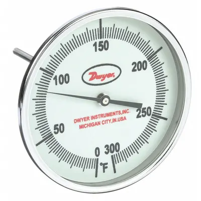 Dwyer GBTB590151 Fixed-Angle Glow-in-the-Dark Thread-Mount Dial Thermometer - Fixed-Angle Glow-in-the-Dark Thread-Mount Dial Thermometers