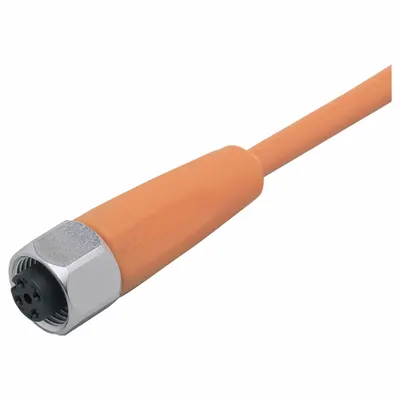 IFM Single-Ended Cordset: M12 Female Straight X Bare Wire, 5 Pins, Orange, PVC - Single-Ended Cordsets with PVC Jacket for Flexing Applications