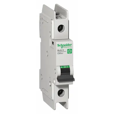 SCHNEIDER Miniature Circuit Breaker: 20 A Amps, 60V DC, 14kA at 120/240V AC - C-Curve, 1-Pole UL489 DIN Rail-Mount Miniature Circuit Breakers