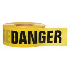 APPROVED VENDOR General Danger Barrier Tape, 3 in x 1000 ft, Yellow Polyethylene, Black Danger Legend, MPN 91455