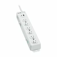 TRIPP LITE Outlet Strip: 6 Outlets, 6 ft Cord Lg, 15 A Current, UL 1363, White, 5-15P, 2 1/4 in Wd (MPN PS-606-HGUSB)