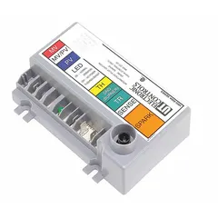 This ignition module generates the spark to ignite gas burners in heating systems. It is used as a replacement part in residential and light commercial furnaces, boilers, and rooftop units. Consult the original equipment manual for electrical ratings and compatibility.