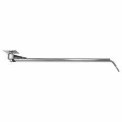 This ceiling boom is used in vehicle wash systems to route high-pressure water and detergent from a fixed supply line to a moving spray wand. It features a 3/8 in NPTF inlet connection, a maximum operating pressure of 4,000 psi, and a 90° swivel for flexible positioning. The stainless steel construction resists corrosion in wet environments.