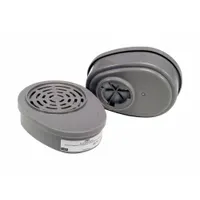 White bayonet-style cartridge rated by NIOSH for Hydrogen Sulfide (HS). Sold in a 2-pack. Compatible with MSA Advantage 420 Series reusable respirators. Used in industrial environments where hydrogen sulfide gas may be present