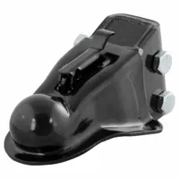 This CURT channel mount coupler is a V-type steel coupler with a corrosion-resistant powder coated finish. It has a gross towing weight capacity of 14,000 lb and weighs 9 lb. Designed for connecting a trailer tongue to a tow vehicle's hitch, it is suitable for towing applications requiring a channel-mounted connection