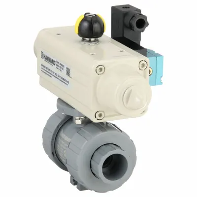 HAYWARD FLOW CONTROL Pneumatically Actuated Two-Way Ball Valve: 3/4 in, CPVC - CPVC Pneumatically-Actuated Ball Valves