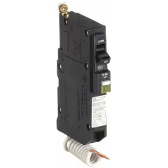 Bolt-on miniature circuit breaker for overcurrent protection in QO Load Centers and NQ Panelboards. Rated 20 A, single-phase, 120/240V AC with a 10kA interrupting rating at 120/240V AC. Suitable for residential and commercial electrical distribution systems.