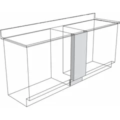 Steel filler panel designed to close gaps between cabinets or between a cabinet and a wall in industrial workstations and storage systems. Overall height 27 5/8 in, width 18 in, depth 4 in. No drawers or shelves.