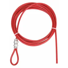 This cable-only product includes a 6 ft red steel cable with a plastic finish. It is chemical resistant and designed for use with compatible cable lockout devices to secure energy-isolating points during maintenance and lockout/tagout procedures.