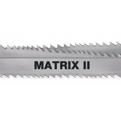 General purpose metal cutting blade for use on band saws. Bi-metal construction with Matrix II edge for cutting aluminum, carbon steel, and structural steel. Length 12 ft 6 in, variable tooth pitch 10/14. Suitable for fabrication, maintenance, and repair tasks in metalworking shops.