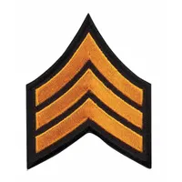 HEROS PRIDE Embroidered Patch: SGT, 3 in, Black/Gold, Polyester/Rayon, Rank Insignia, 1 PR (MPN 5405S)