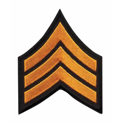 HEROS PRIDE Embroidered Patch: SGT, 3 in, Black/Gold, Polyester/Rayon, Rank Insignia - Embroidered Insignia