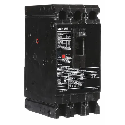 Siemens Molded Case Circuit Breaker: 70 A Amps, 42kA at 480V AC, Fixed, Load Side Lug - ED-Frame Siemens Molded Case Circuit Breakers