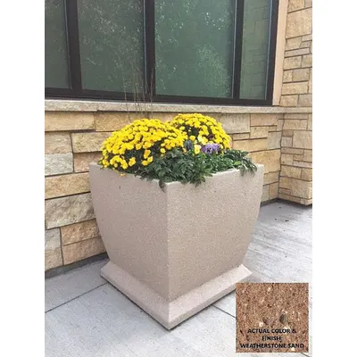 WAUSAU TILE Planter Bollard: Square, Beige, 30 in Overall Ht, 30 in Overall Wd, 30 in Overall Lg - Square Planter Bollards