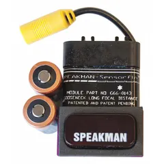 Plastic sensor module rated at 3V, powered by (2) batteries. Designed for use with Sensorflo Series faucets to enable touch-free operation in commercial restrooms and wash stations.