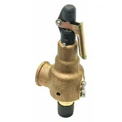 ASME Section I steam pressure relief valve with bronze body. Features 1 in MNPT x 1 1/4 in FNPT connections and maximum operating pressure of 264 psi. Used on boilers and pressure vessels to automatically release steam at set pressure, preventing overpressure conditions.