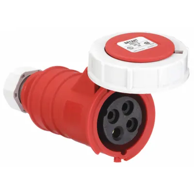 BRYANT Pin and Sleeve Connector: Red, 480V AC, Three Phase, 20 A, 3 Pole, 4 Wire - Watertight Connectors