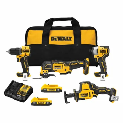 DEWALT Cordless Tool Combination Kit: 4 Tools, 20 V DC Volt, Battery Included - DEWALT 20V Cordless Tool Combination Kits