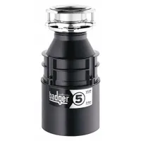 Continuous feed garbage disposal with a 1/2 hp motor and 26 oz galvanized steel grinding chamber. Includes power cord for standard residential installation. Suitable for grinding everyday food waste in household kitchens