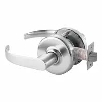 Passage lever lockset with Princeton lever style in satin chromium-plated finish. ANSI function F77A for non-locking interior doors. ADA compliant. Suitable for applications where locking is not required, such as hallways or closets
