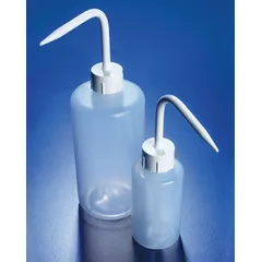 Wash Bottle, 500 mL, Narrow Mouth, Standard Spout, Colorless Body, White Closure, Nonvented, No Imprinting