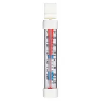 Analog thermometer for monitoring temperatures in refrigerators and freezers. NSF Certified with ±2 °C accuracy. Features Safe Temperature Zone Indicators for quick visual verification of safe food storage ranges. Suitable for commercial food-service environments