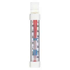 Analog thermometer for monitoring temperatures in refrigerators and freezers. NSF Certified with ±2 °C accuracy. Features Safe Temperature Zone Indicators for quick visual verification of safe food storage ranges. Suitable for commercial food-service environments.
