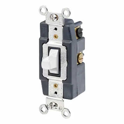 LEVITON Wall Switch: Toggle Switch, Double Pole/Double Throw, Maintained, White - Toggle Wall Switches