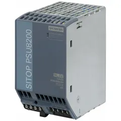 This DIN rail mount DC power supply converts three-phase 400 to 500V AC input to a stable DC output. It delivers 480 W rated output power and 20 A output current. The metal housing supports industrial automation and control panel applications.