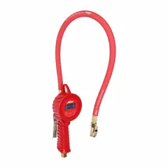 Digital single-tire inflator gauge with a brass body and 1/4 in thread size. Designed for accurate tire inflation in automotive, fleet, and industrial maintenance settings. Compatible with standard air chucks and hoses.