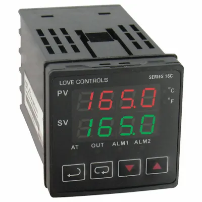 Dwyer Temperature Controller: 16C, 1/16 DIN Size, RTD/Thermocouple, On/Off Action/PID - Temperature Controllers