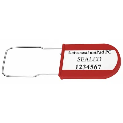 UNIVERSEAL Padlock Seals: Red, Plastic, 100 lb Breaking Strength, 1 3/16 in Hasp Lg - Metal Hasp Padlock Seals
